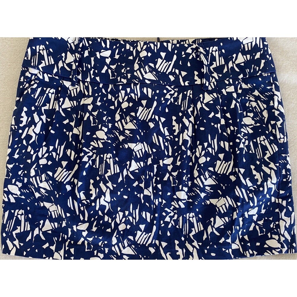 XXI Blue & White Cotton Stretch Short Skirt With Back Zip SZ M